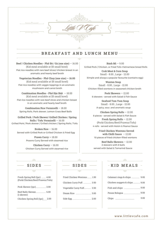 Breakfast and Lunch Menu
